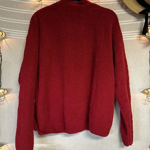 Weatherproof Vintage Red cowl neck sweater fabric shimmer. Perfect condition - Picture 8 of 8